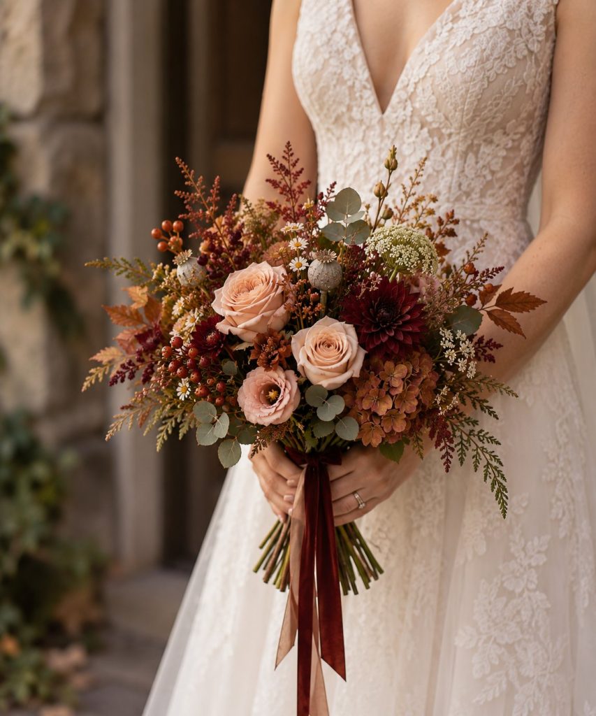 Forest Green Autumn Bridal Bouquet