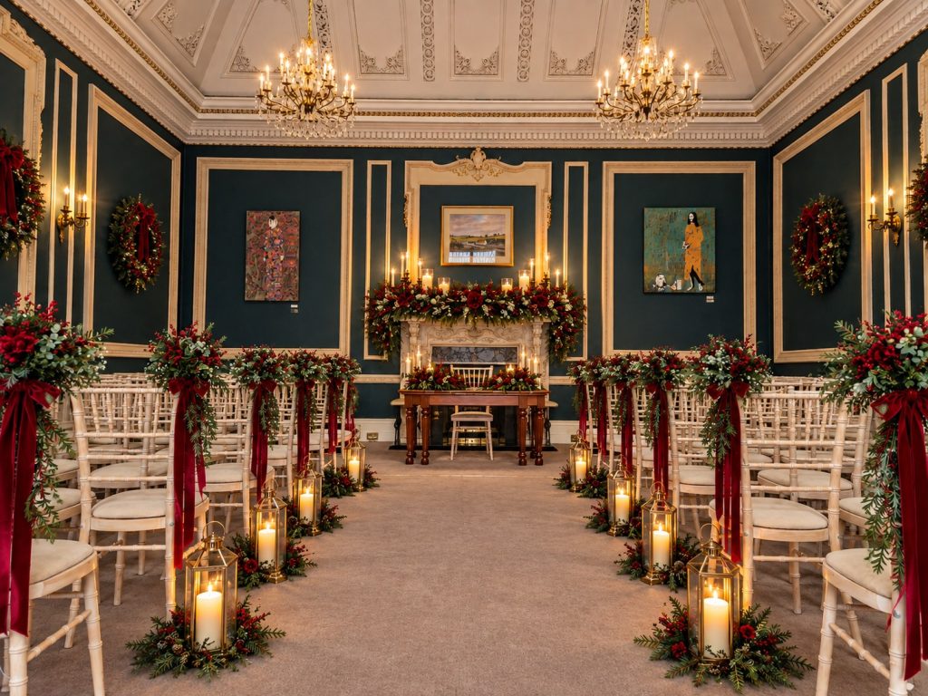 Forest Green Christmas Ceremony Room
