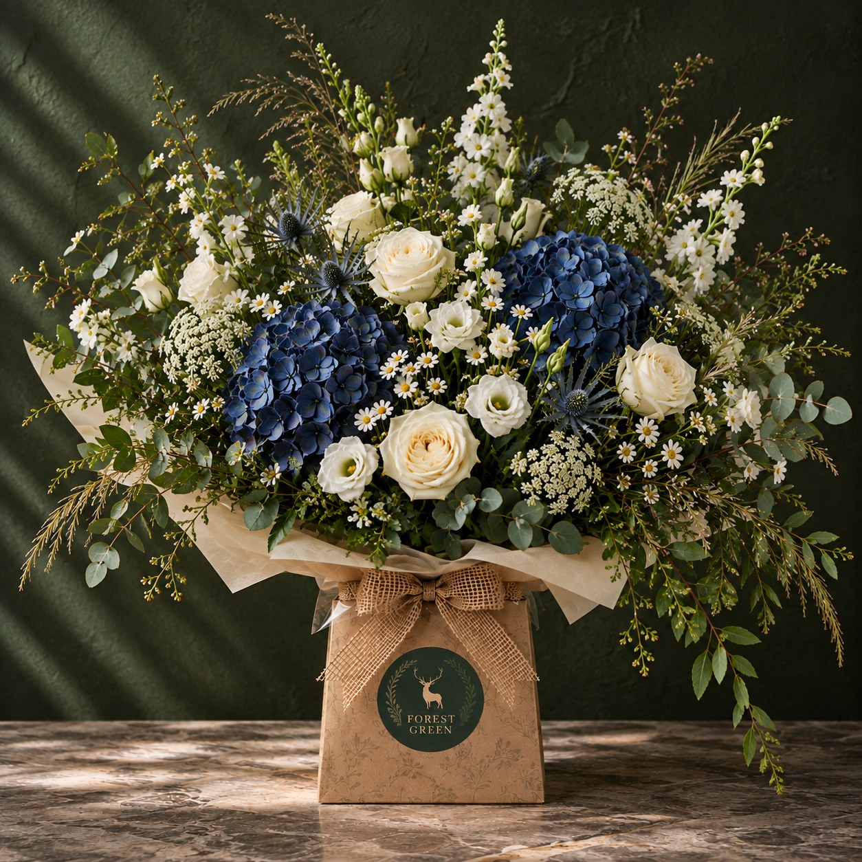 Forest Green The Connemara White Bouquet