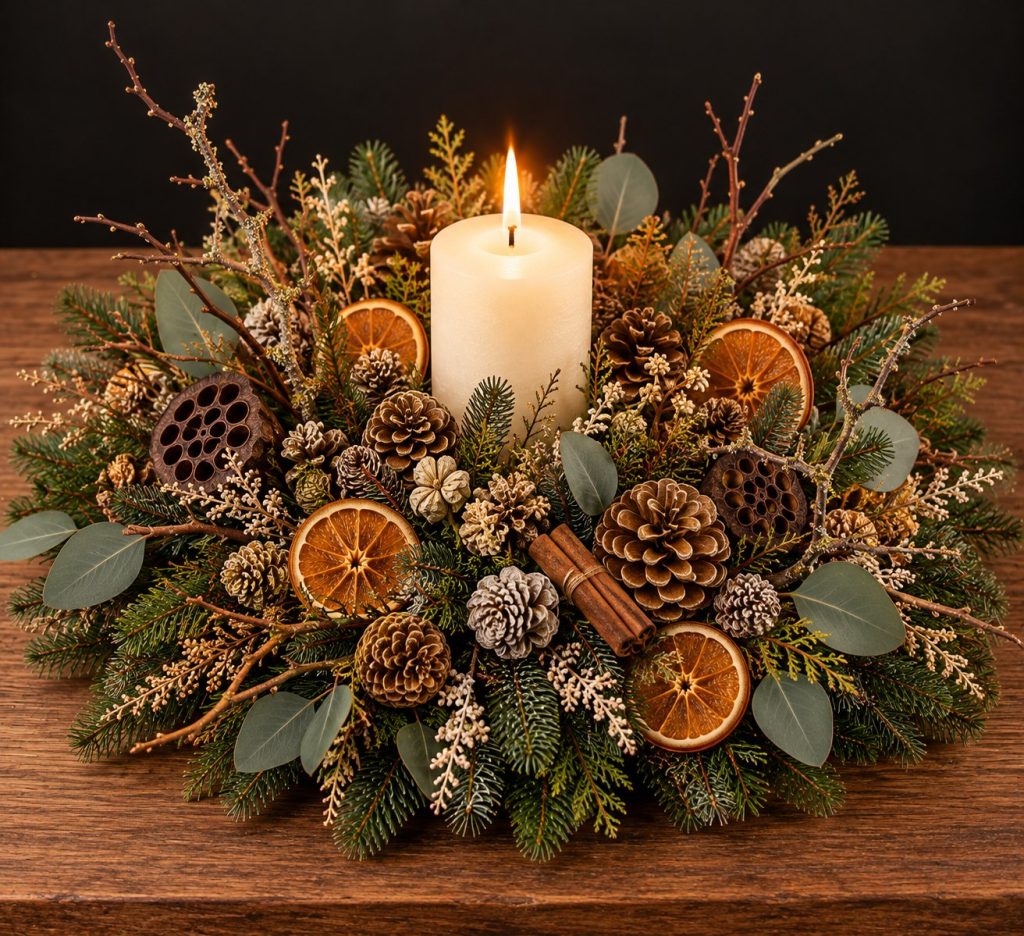 Christmas Woodland Gathering Pillar Candle